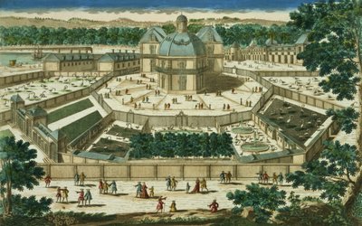 Zicht en Perspectief van de Salon de la Menagerie in Versailles, gegraveerd door Antoine Aveline door French School