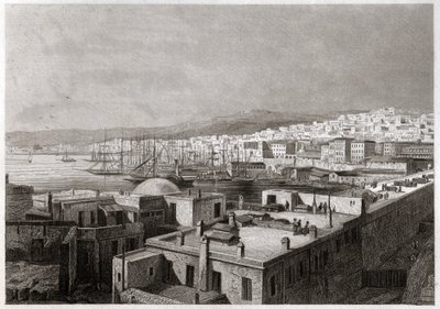 Zicht op Algiers (gravure, ca. 1850) door French School