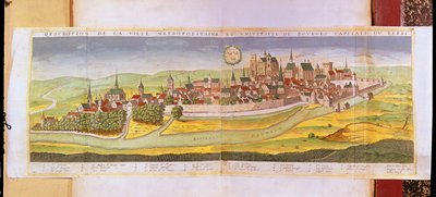 Zicht op Bourges en de Universiteit, hoofdstad van Berry, 1646 door French School