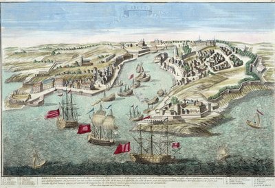 Zicht op Brest in de 18e eeuw. door French School