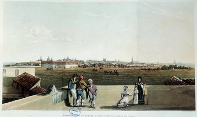 Uitzicht op Buenos Aires in Argentinië. Lithografie van Vidal (1820) 19e eeuw. Parijs, Latijns-Amerikaanse Bibliotheek door French School