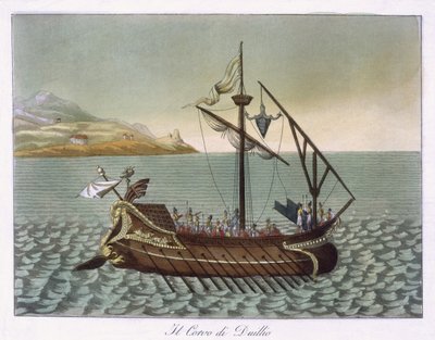 Uitzicht op Corvus, Maritieme Kraan, gebruikt door G. Duillus, 1796 door French School