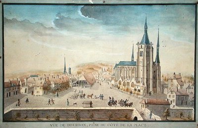 Uitzicht op Dourdan door een gevangene, c.1800 door French School