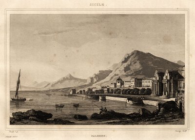 Uitzicht op Palermo, Sicilië, gravure door Storelli, in 