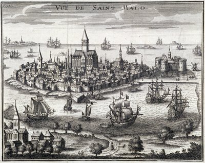 Zicht op St Malo - Anonieme gravure door French School