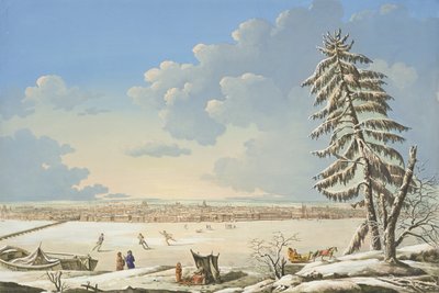 Uitzicht op Sint-Petersburg, gepubliceerd in Parijs ca.1850 (handgekleurde litho) door French School