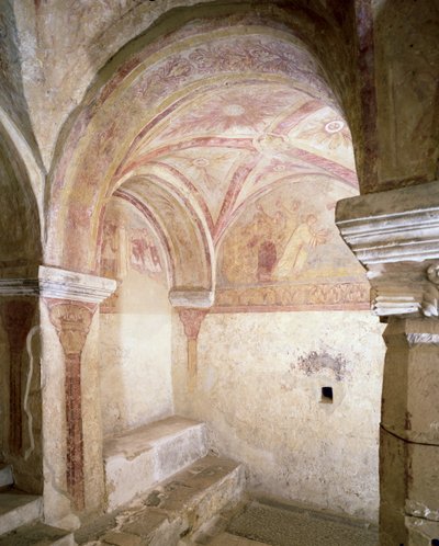 Uitzicht op de Karolingische fresco