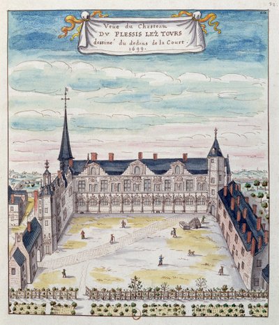 Uitzicht op het Kasteel van Plessis-les-Tours in de Tourraine, 1699 door French School