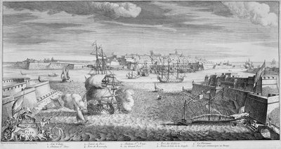 Uitzicht op de stad Valetta, haven van Malta, c.1736 (gravure) door French School