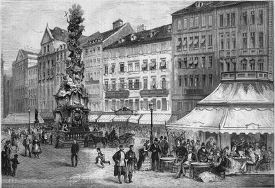 Uitzicht op de "Graben" in het stadscentrum van Wenen, Oostenrijk door French School