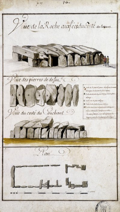 Uitzicht op de Roche aux Fées aan de oostkant, uitzicht op de stenen van Defsu - in 