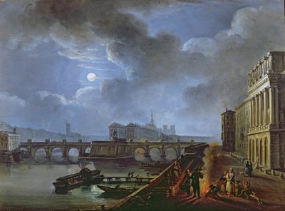 Uitzicht op de Seine vanaf de linkeroever, eind achttiende eeuw door French School