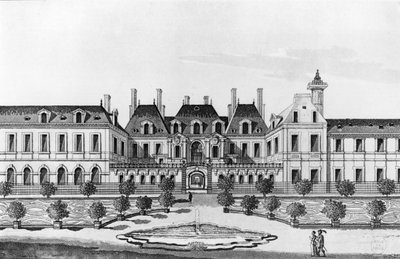 Zicht op het Soissons Hotel in Parijs door French School