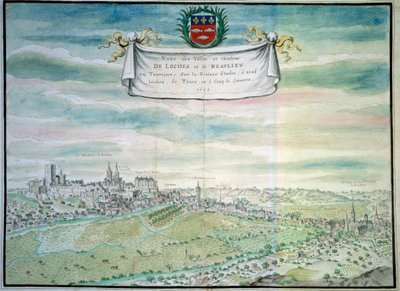 Uitzicht op het kasteel van Loches door French School