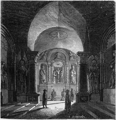 Zicht op de kapel van Sint-Antonius, in de zoutmijn van Bochnia, Polen door French School
