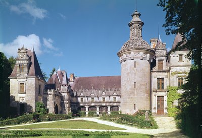 Uitzicht op de binnenplaats en de toren, 1536-48 door French School