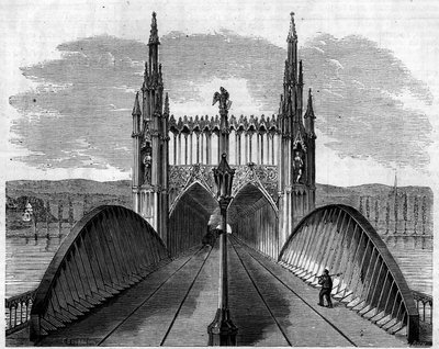 Uitzicht op de spoorbrug over de Rijn die Kehl (Duitsland) verbindt met Straatsburg (Frankrijk) door French School