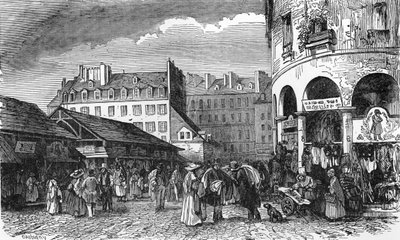 Uitzicht op de rotonde van de oude tempel maart (gravure) door French School