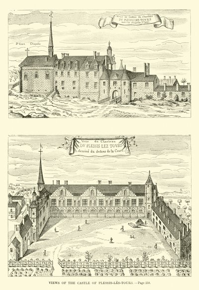 Uitzichten van het Kasteel van Plessis-les-Tours door French School