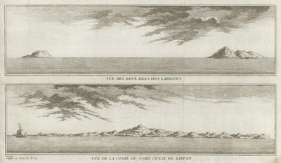 Uitzichten van de Marianen en de kust van Noordwest-Saipan door French School