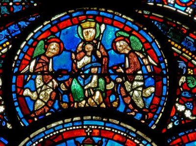 Maagd Maria - Biddend voor haar beeld door French School