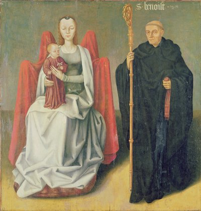 Maagd en Kind met Sint-Benedictus, uit het Priorij van Sint-Hippolytus van Vivoin door French School