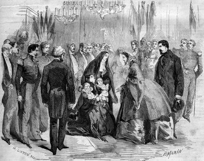 Bezoek van Napoleon III (1808-1873) en keizerin Eugenie (1826-1920) aan Chauny (Aisne, 02) door French School