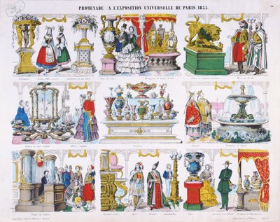 Bezoekers van de Exposition Universelle in 1855 door French School
