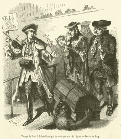 Reis van Parijs naar Saint-Cloud over land en zee, het Vertrek door French School