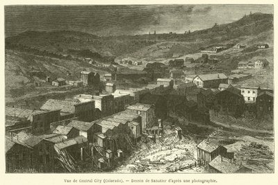 Uitzicht op Central City, Colorado (gravure) door French School