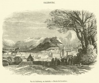 Uitzicht op Salzburg, in Oostenrijk door French School