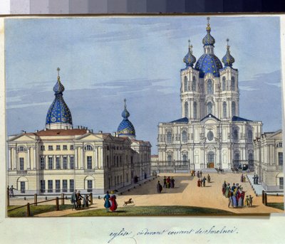 Zicht op de Smolny-kathedraal in Sint-Petersburg door French School