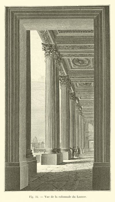Uitzicht op de colonnade van het Louvre door French School