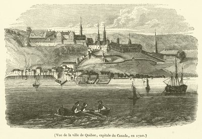 Uitzicht op de stad Quebec, hoofdstad van Canada, in 1720 door French School