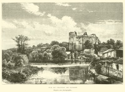 Zicht op het Kasteel van Clisson (gravure) door French School