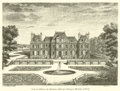 Zicht op het kasteel van Maisons, gebouwd door Francois Mansart door French School