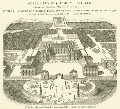 Uitzicht op het kasteel van Versailles onder Lodewijk XIII door French School
