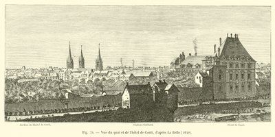 Uitzicht op de quai en het hotel de Conti, naar La Belle, 1640 door French School