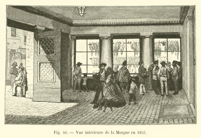 Interieur van het mortuarium in 1855 door French School