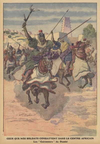 Wadai-cavalerie in Centraal-Afrika door French School