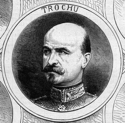 Oorlog van 1870 - Regering van de Nationale Defensie: portret van generaal Louis Jules Trochu (1815-1896), president van de voorlopige regering van 1870. Gravure in 