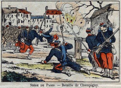 Oorlog van 1870 tussen Frankrijk en Pruisen: de Slag bij Champigny of de Slag bij Villiers van 30/11 tot 02/12/1870 door French School