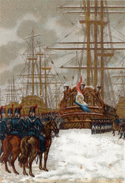 Oorlogen van de Franse Revolutie: Verovering van de Nederlandse vloot bij de Helder in Holland (eind december 1794-begin januari 1795): de vloot werd veroverd door de cavalerie van generaal Pichegru, terwijl het ijs elke beweging van de schepen stopte. door French School