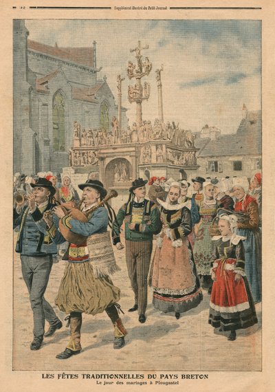 Huwelijksdag in Plougastel, Bretagne, illustratie uit Le Petit Journal, supplement illustre, 27 januari 1907 door French School