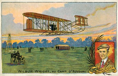 Wilbur Wright maakt een vlucht op het Camp d