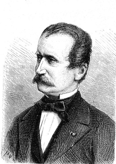 Wilhelm ENGERTH (1814-1884), Oostenrijkse ingenieur, ontwerper van de eerste berglocomotief. Gravure 1867 door French School