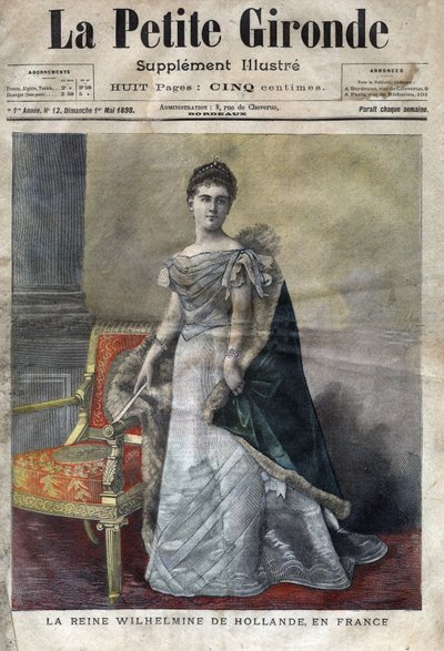 Wilhelmina van Oranje-Nassau (1880-1962), Koningin der Nederlanden van 1890 tot 1948, dochter van Willem III, zij deed afstand van de troon ten gunste van haar dochter Juliana. Omslag van 