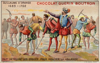 Willem van Oranje vernietigt dijken om Holland te laten overstromen door French School
