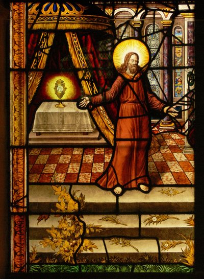 Raam Charnier-10 met Christus en de Hostie door French School