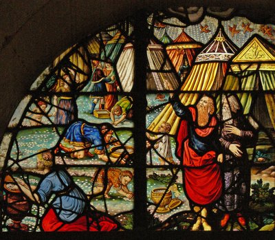Raam Charnier-10 met Manna uit de Hemel door French School